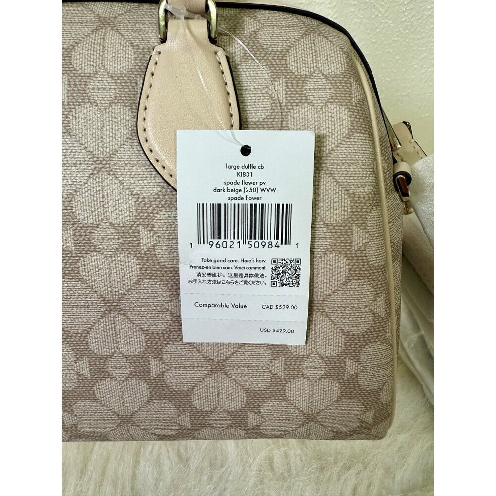 KATE SPADE Signature Spade Flower Pv Large Duffle Crossbody Tote Bag Travel - Picture 6 of 11